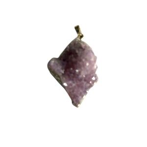 Natural Amethyst Chunky Cluster Silver Tone Pendant